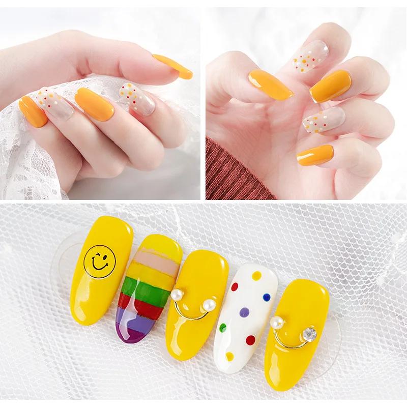 RHJB Nail Point Drill Pen Wooden Pen Bar Stirring Nail Polish Draw Five Petals Flower Polka Dot Double Head Stainless Bar Pen