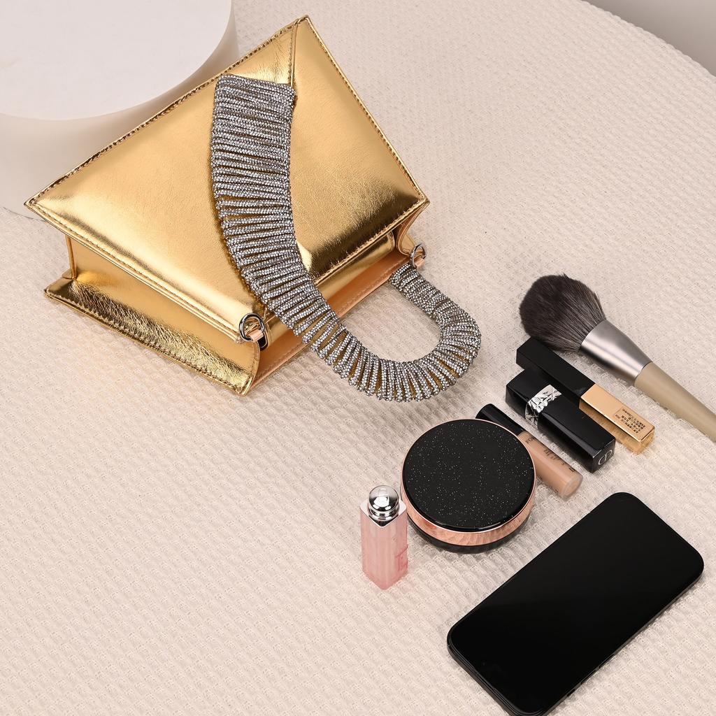 New women's bag bring diamond-encrusted French fairy bag super flash rhinestone trapezoidal bag shoulder messenger handbag