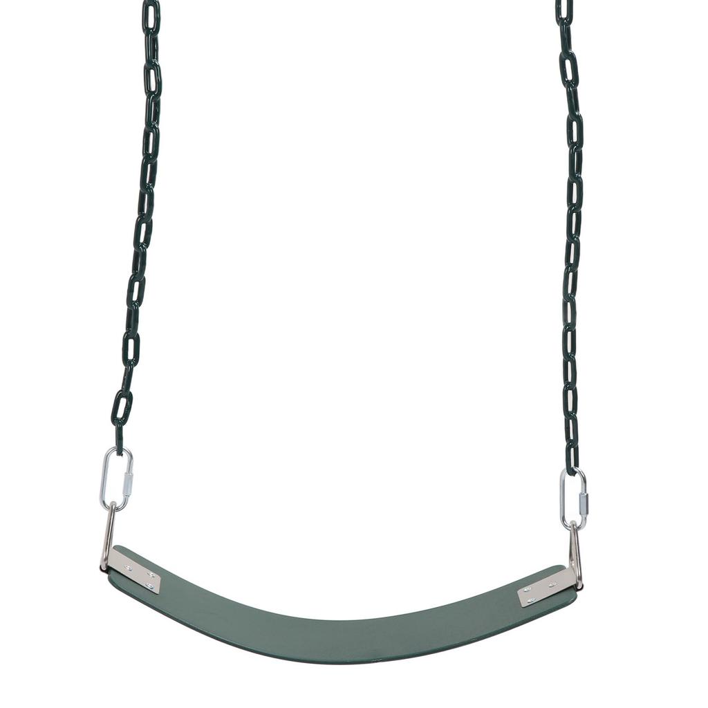 Venkovní houpačka z měkkého EVA materiálu s potaženými řetězy, tmavě zelená, snadná instalace, nosnost až 200 kg