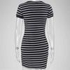 Women Striped Bodycon Dress Summer Short-sleeved Casual Dress Round Collar Beach Holiday Dress