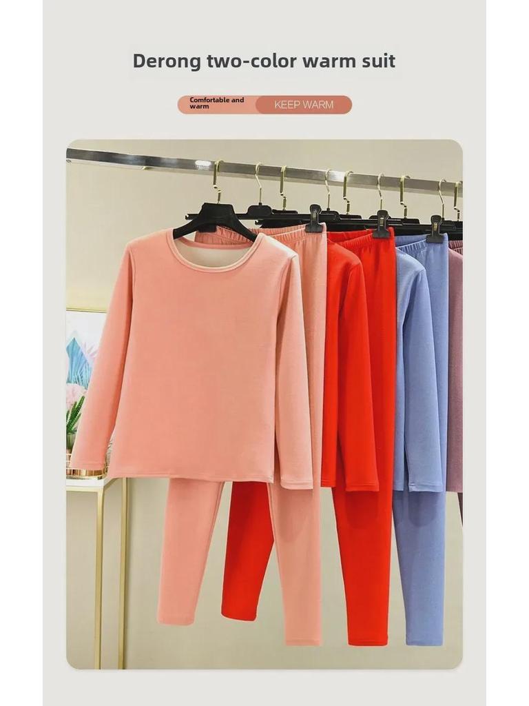 Women's German Velvet Thermal Underwear Set: Plus Size, Thickened, Brushed for Autumn/Winter