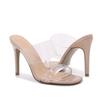 New Summer Women's High-heeled Sandals Simple Transparent High-heeled Slippers Stiletto Square Toe Open-toed Slippers