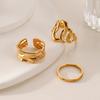 3 Pcs/Set Women Ring Set Different Shape Irregular Hollow Out Polished Smooth Open Adjustable Stainless Solid Color Punk Metal Birthday Gift Commute