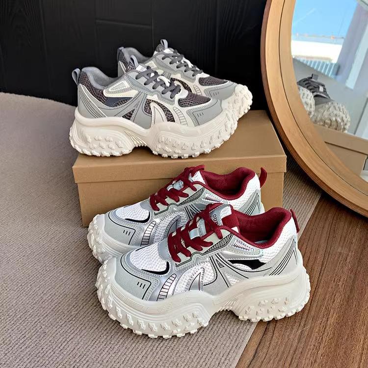 Thick-soled dad shoes women's ins tide 2025 spring new height increase and thinness breathable women's shoes versatile casual sports shoes