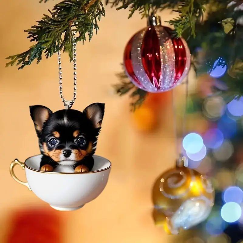 Beautiful Acrylic Cat Pendant For Car Interior Decoration Cute Cartoon Style