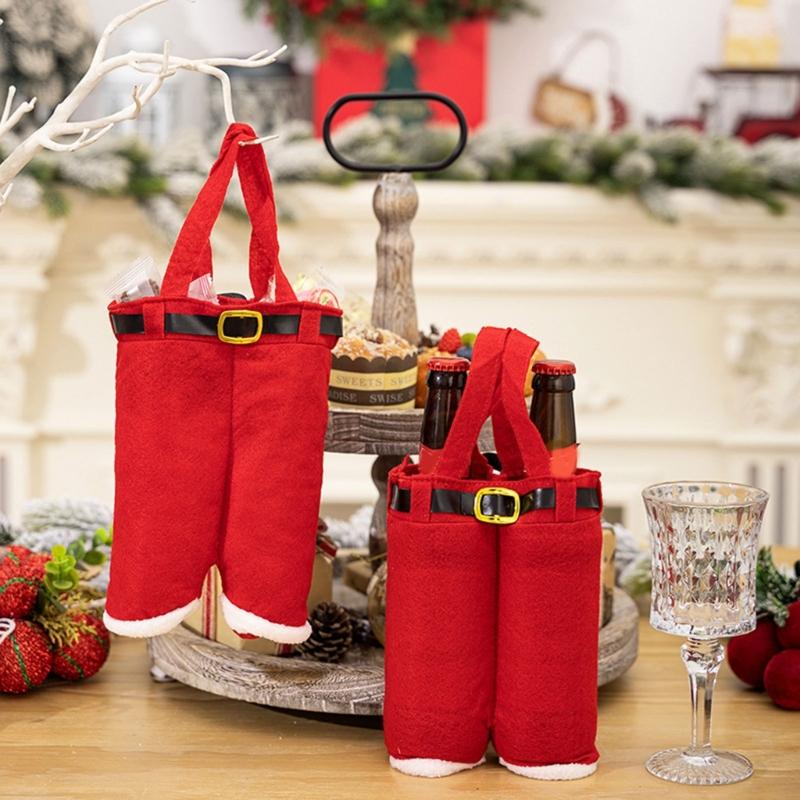 Efficient Stocking Style Holiday Gift Bags User Friendly Fabric Candy Pouches Multipurpose Bottle Cover For Christmas