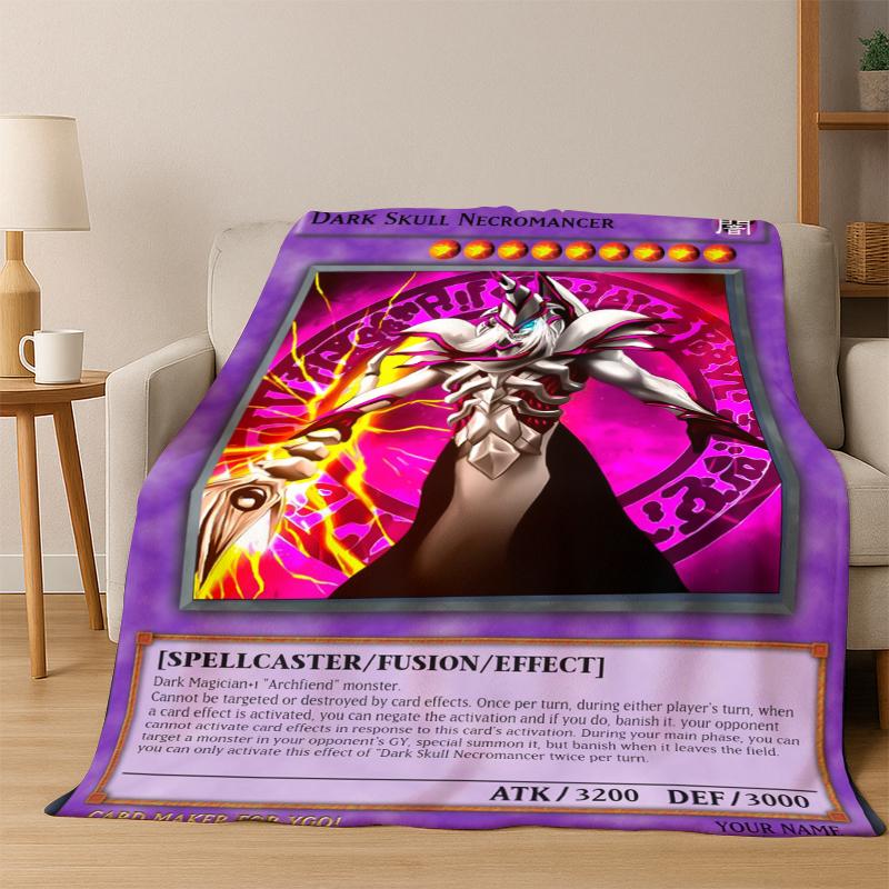 Anime Yu-Gi-Oh Monster Card Cartoon Flannel Blanket Soft Warm Blanket Throw Blanket for Bedroom Living Room Bed Picnic Kid