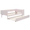 Low Bed 90*200cm, with Pull-out Bed, with Desk, Three Shelves on the Side of the Bed, Pink