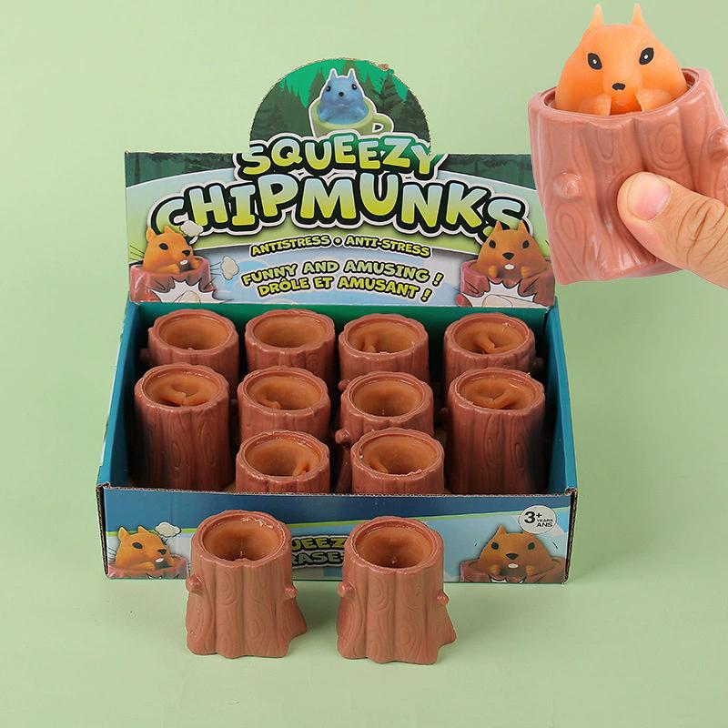 Morsom Pop-Up Sakte Tilbakegående Squishy Ost Mus Kopp Hånd Antistress Lindrer Ekorrkopp Leker for Barn Voksne