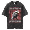 The Horrors Are Never Ending Yet I Remain Silly T-shirt Funny Japanese Style Frog Retro Washed T Shirt Men's Oversized Tees Tops