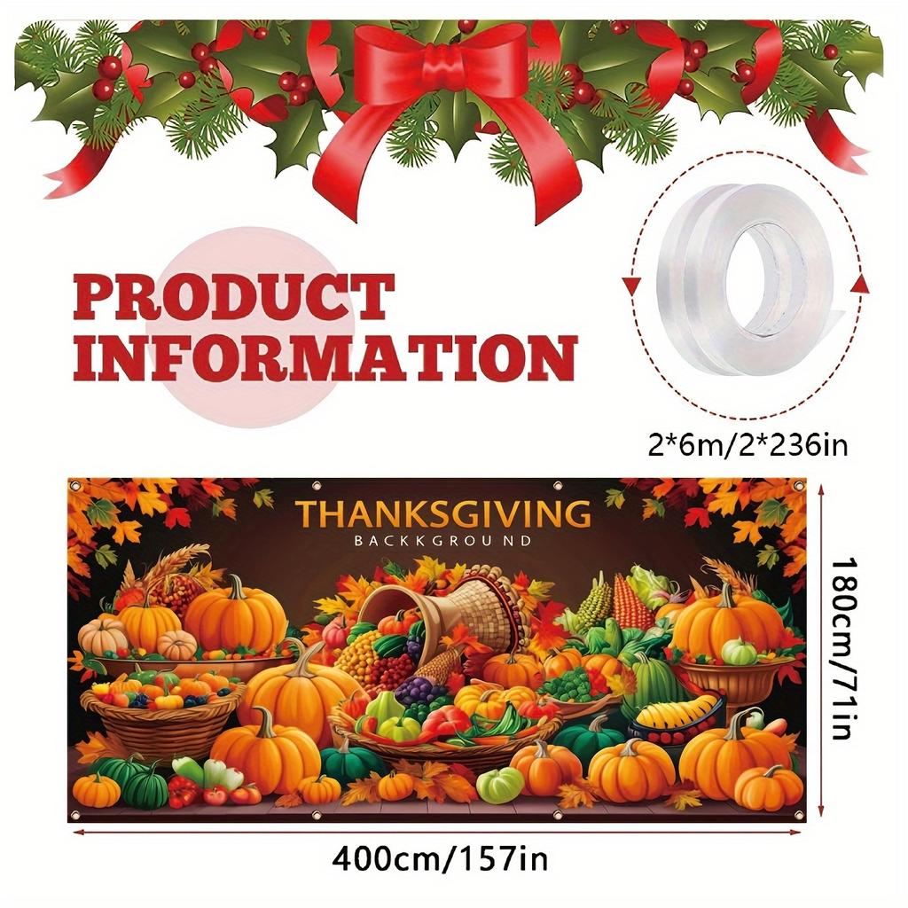 Thanksgiving and Autumn Harvest Garage Banner - Outdoor Party Decoration No Power Required