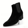 Autumn and Winter Chelsea Boots Men's Fashion High Heel Short Boots Small Square Head High Top Heel Boots Men's Boots High Heel Men's