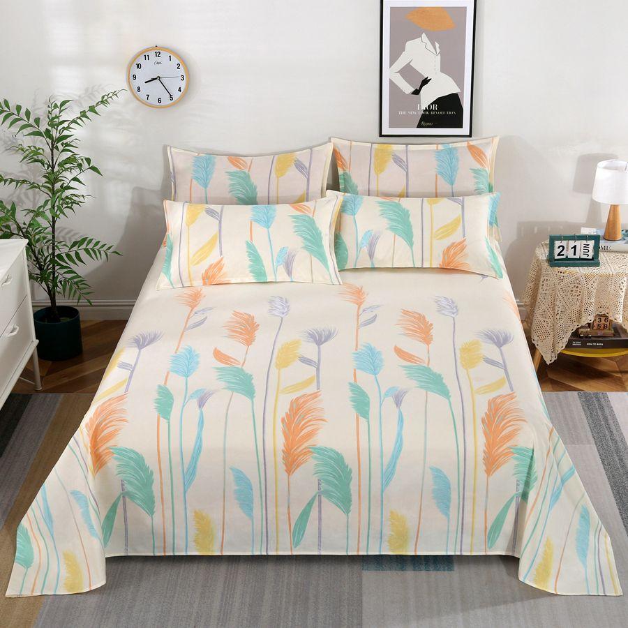 Simple Printed Simple Bed Sheet Single Piece Dormitory Pure Polyester Washed Cotton Single Double Bed Sheet