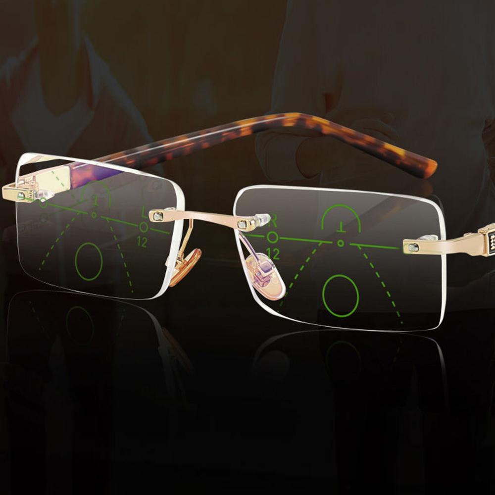 

Ограниченная серия Роскошные Безободковые Прогрессивные Очки для Чтения Мультифокалы Специальная Модель +0.75 +1 До +4 +3.25