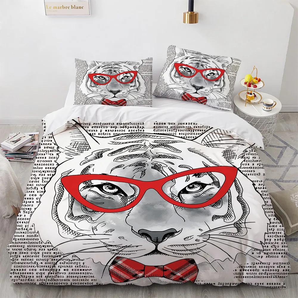 Animal Tiger Bed Covr Set Bedding  Winter Duvet Cover Sets Kids,twin Full Queen King Bedroom Set  Home Textile Housse De Couette
