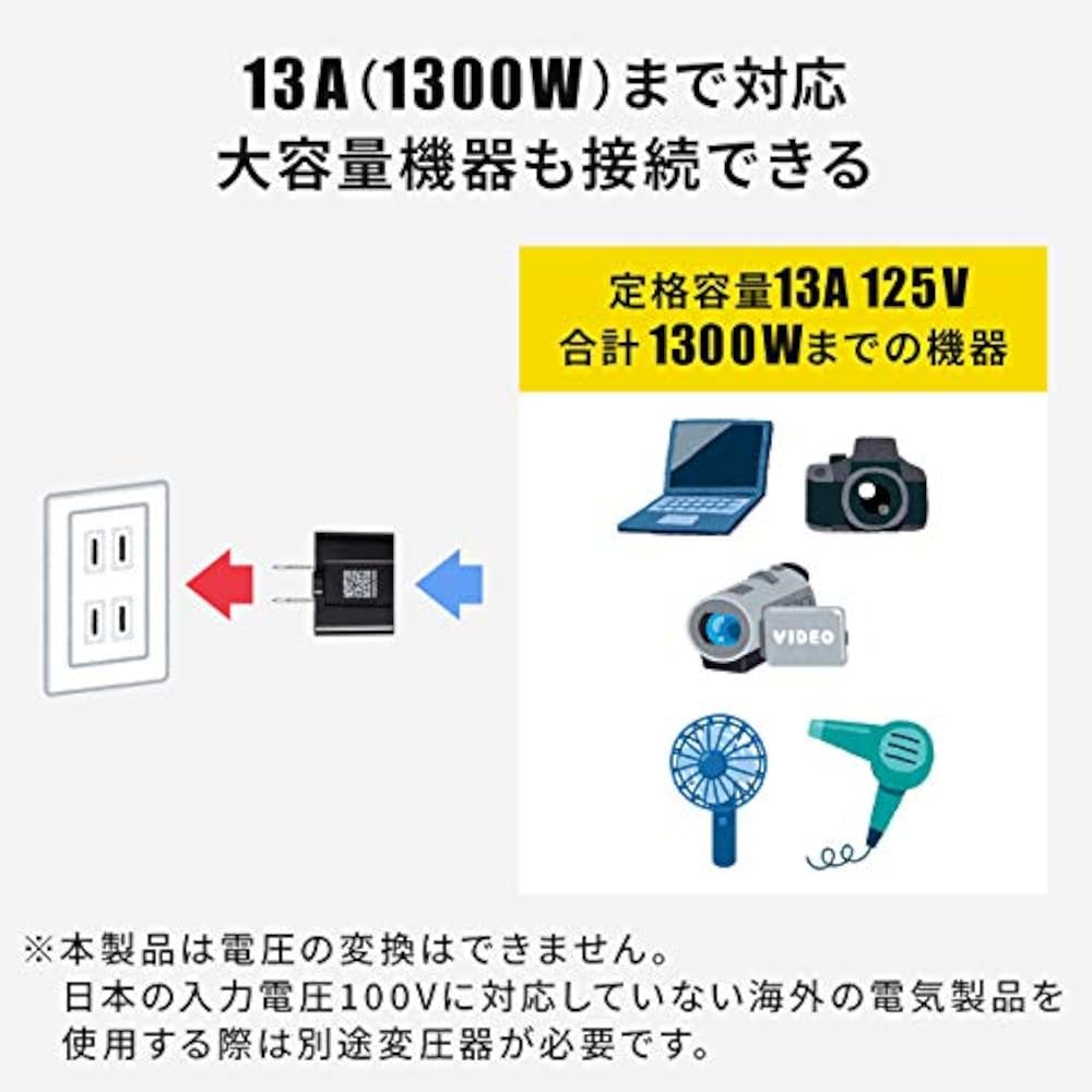 Sanwa Supply TR-AD6BK Compatible Multi-Type Power Adapter (BF/B3/C/CB/SE/O/O2) for Japan