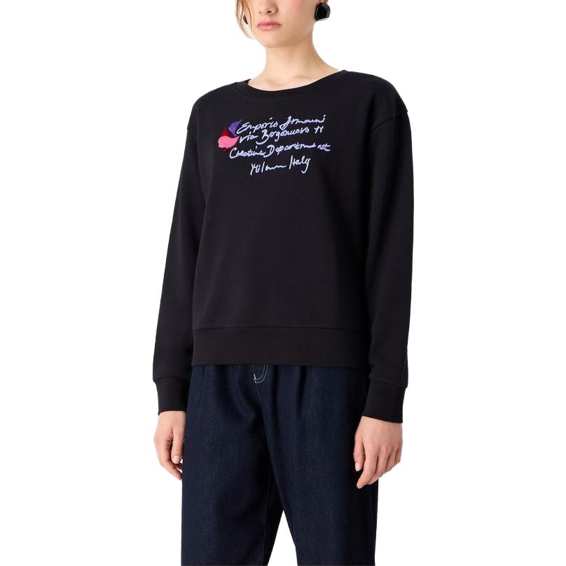Emporio Armani Petal Embroidery Knitted Cotton Sweatshirt Women Sweatshirt 6R2M7E-2J49Z-0926