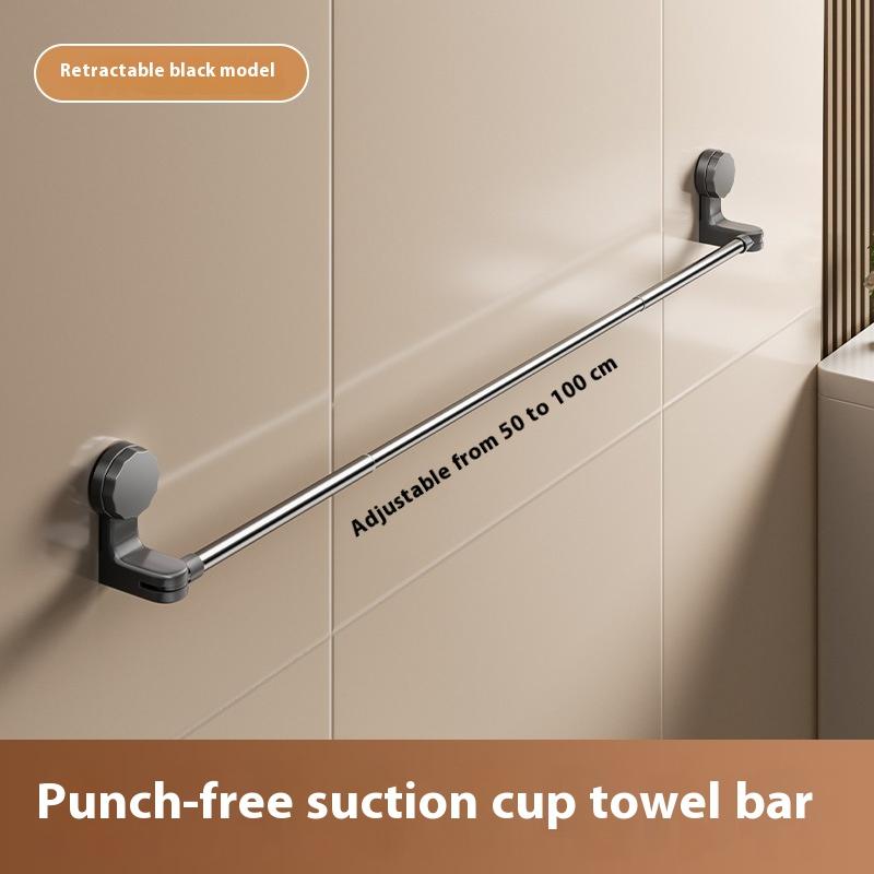 Adjustable No Drill Towel Rac Strongest Suction Cup 360 Rotate Bathroom Storage Space Saving Telescopic Rod Easy Install