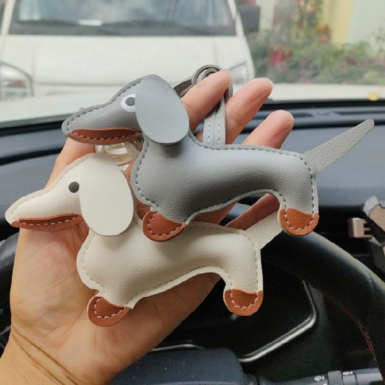 Süßer PU-Leder Tieranhänger Niedlicher Dackel Hund Schlüsselanhänger Anhänger Hängendes Ornament Rucksack Handtasche Charm Geschenk