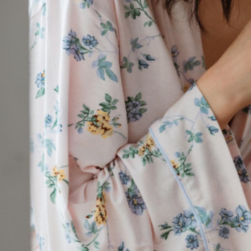 Frenchiel Micro Modal Lilac Robe Cream  Fwgn303n 