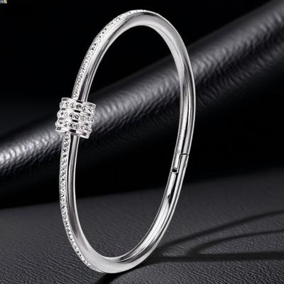 Brățară Exquisită din Oțel Titan cu Talie Subțire și Diamante, Oțel Inoxidabil Rezistent la Culoare pentru Femei și Fete