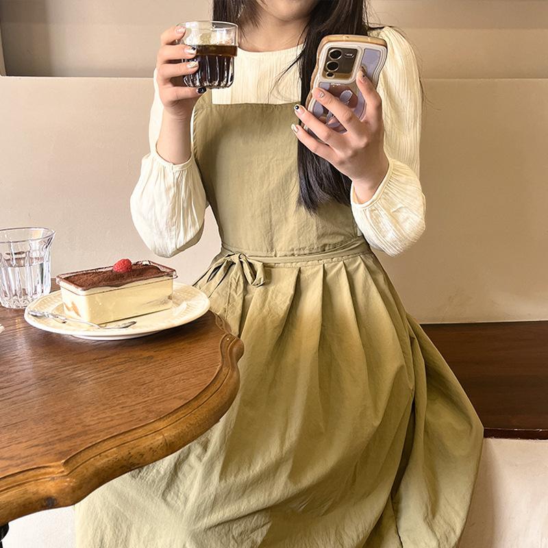 

Apron summer thin women s high sense extended pleated waterproof nail salon overalls baking use