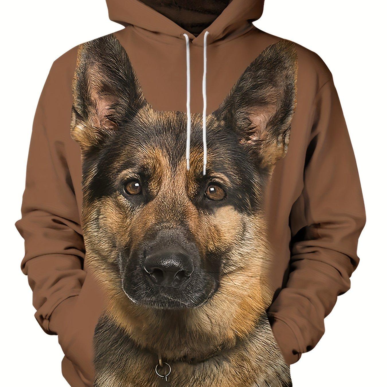 

Худи мужское на молнии свободного кроя с 3D принтом немецкой овчарки | Всесезонный комфорт, машинная стирка, коричневый, худи с собакой XL