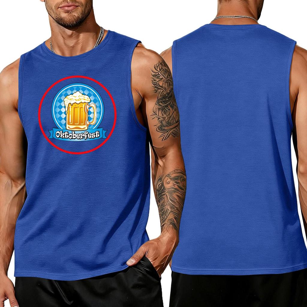 Men's Sleeveless Tank Top Casual Loose Fit Summer Vest Oktoberfest Beer Mug Graphic Print Lightweight Breathable