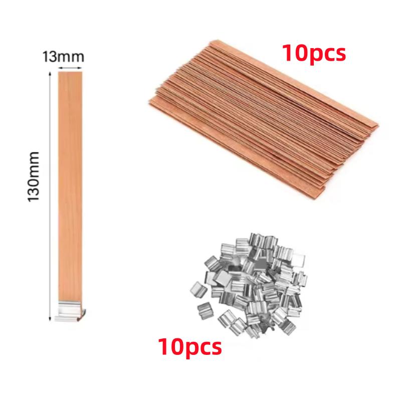 10/30pcs Wooden Candle Wick Set With Clip Base Smokeless Candle Wicks for DIY Paraffin Candle Jar Making Candle Making Supplies