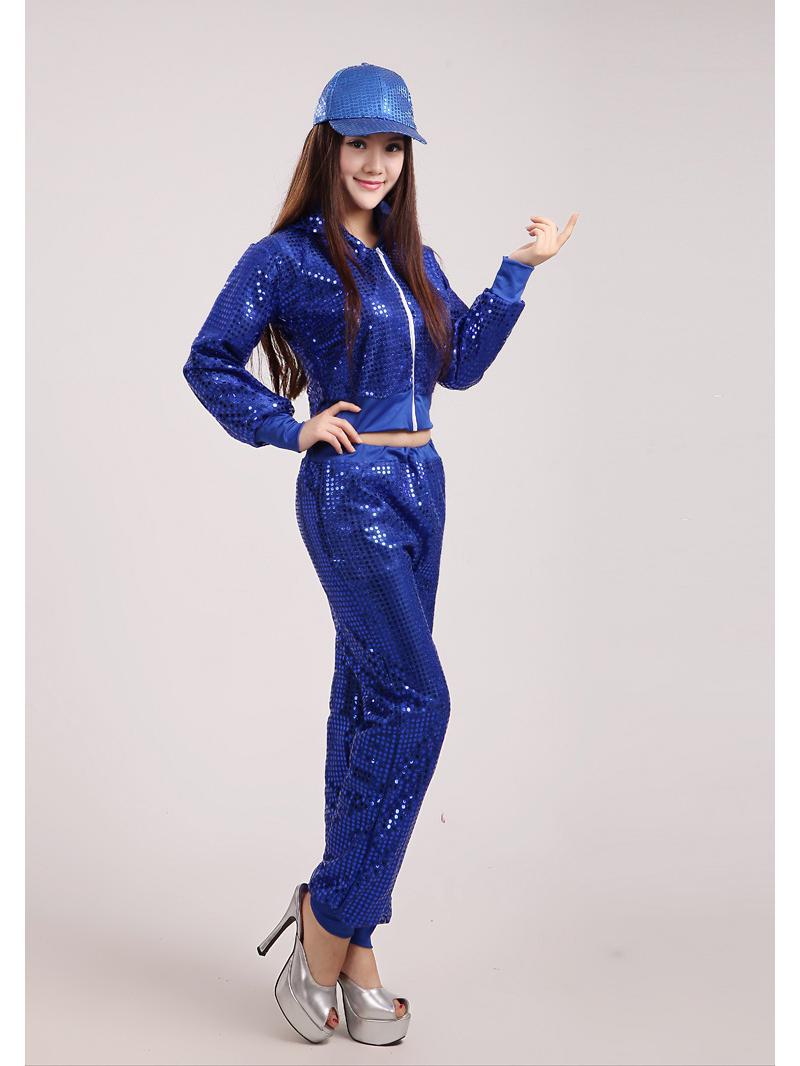 

Женские танцевальные костюмы для выступлений: Стиль джаз для взрослых, модерн, уличный стиль и хип-хоп с блестками S синий