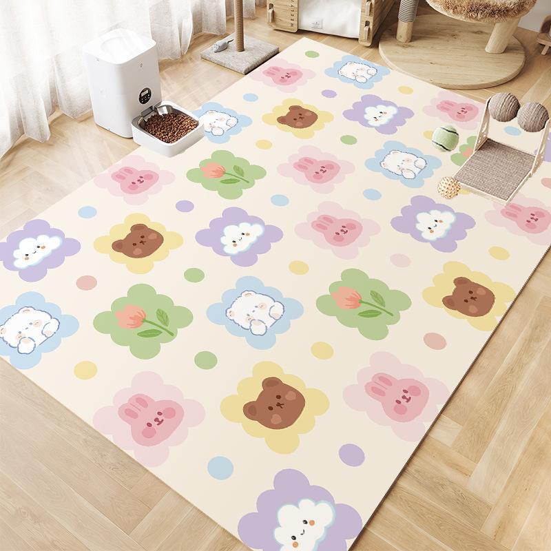 Cartoon Pet Pattern Carpet Happy Cats Dogs Rug "Good Luck" Mat Floor Mat for Kids Room Pet Area Home Decoration Bedroom Decor