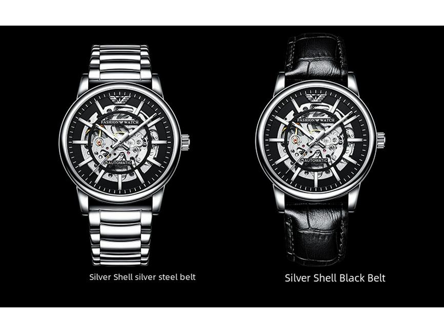 Popular Men's Black Warrior Hollow Mechanical Watch - Stylish, Waterproof, Luminous, Automatic