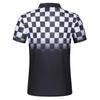 Summer Men's Casual Polo Shirt Short Sleeve Lapel Button Tshirt for Men Casual Streetwear Lightweight Jogging Tops Grid Printing