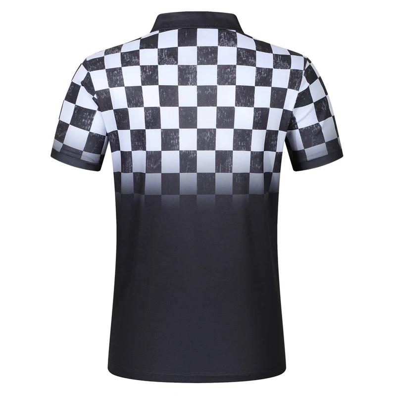 Summer Men's Casual Polo Shirt Short Sleeve Lapel Button Tshirt for Men Casual Streetwear Lightweight Jogging Tops Grid Printing