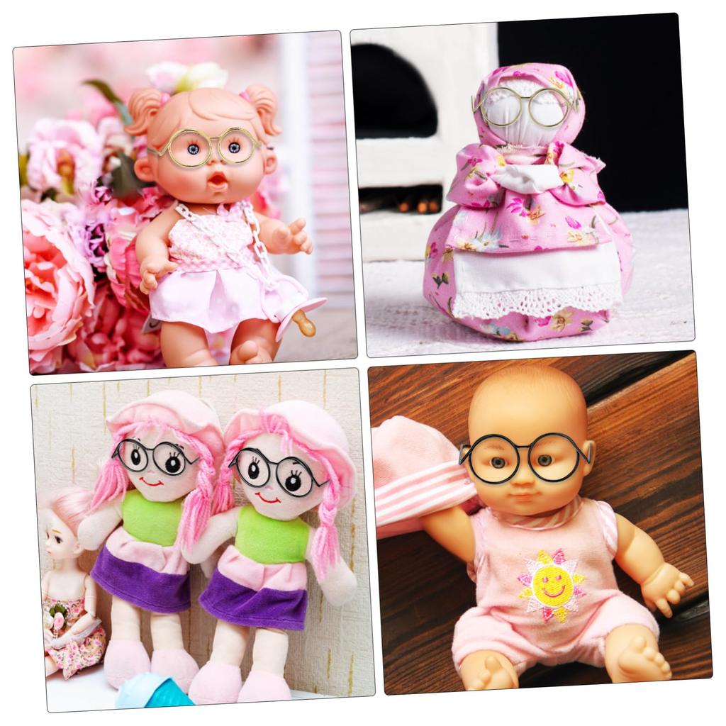 LABRIMP 20-Piece Doll Glasses, Mini Doll Accessories, Metal Wire Frame, Fashion Eyewear for Small Dolls, Costume Props