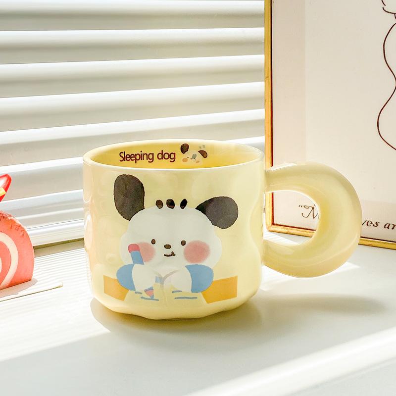 

Tits Fufu Puppy Mug Cute Girl Ceramic Cup with Lid Spoon Office Couple Coffee Cup Breakfast Cup 401-500ml