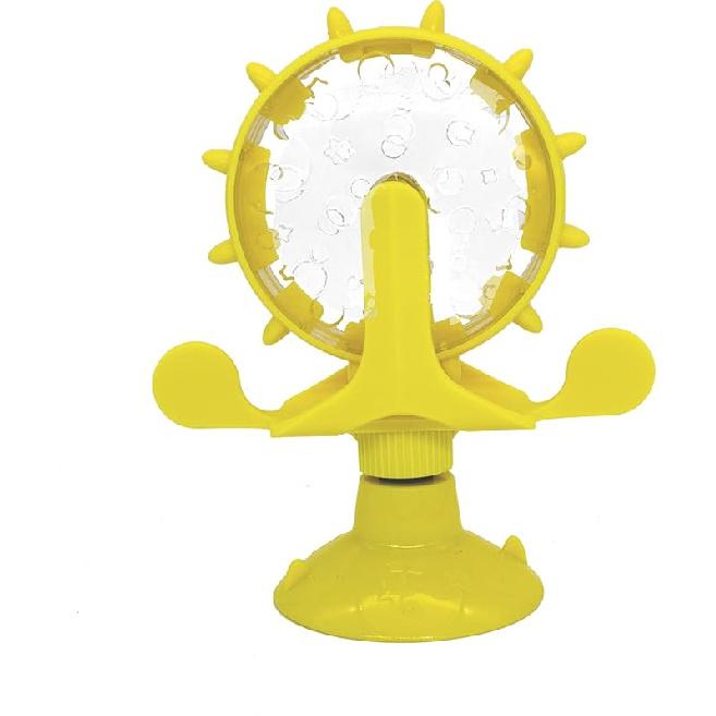 

Игрушка-дозатор лакомств для кошек, Веселое интерактивное устройство для выдачи корма с вращением на 360 градусов, Веселая интерактивная игрушка-дозатор лакомств для питомцев в виде вращающейся на 360 градусов ветряной мельницы жёлтый