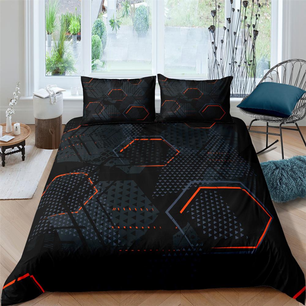 Copripiumino Queen Set Letto Geometrico 3D Set Letto Ragazze Matrimoniale Set Copripiumino Trapunta Singolo Nido d'Ape Unisex
