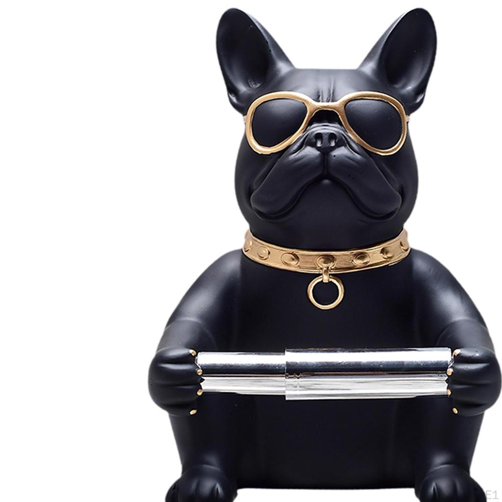 Dog Sculpture Toilet Paper Holder Resin Decoration Desktop Ornament Tissue Roll Dispenser for