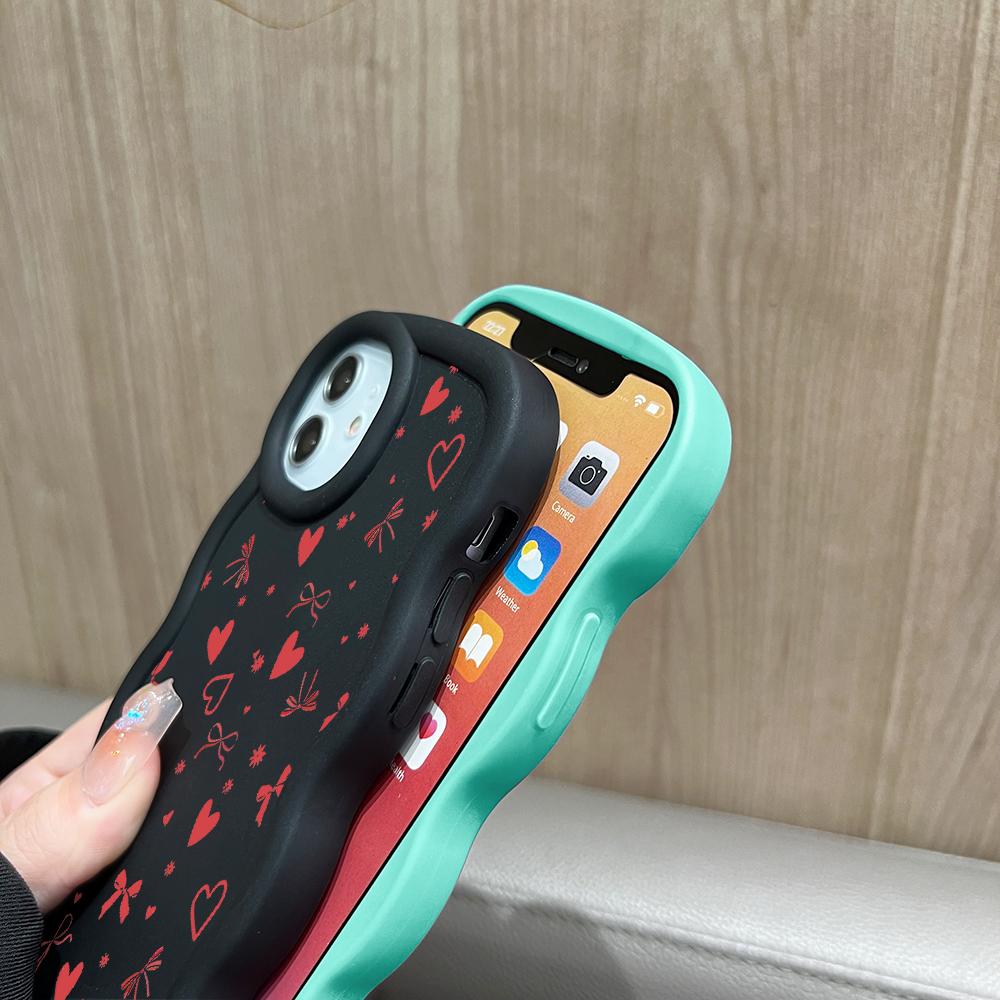 Love Heart Bow Pattern Soft Phone Cover for Samsung Galaxy A52 A73 A12 S24 Ultra 5G S23 S22 S21 S20 FE Wave Edge Shockproof Protective Rubber Case