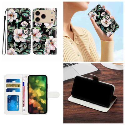 Camellia Pattern Shockproof Card Slots PU Leather Wallet Case for iPhone,Samsung,Huawei,Xiaomi,Moto,Tecno,Google,Nokia,Oppo,ZTE,Blackview...