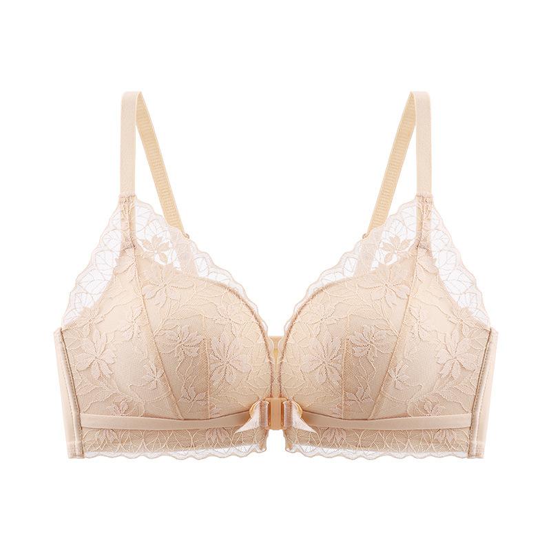 Sexy pure lace front buckle underwear women's small breasts gather and show large anti-sagging, breathable and comfortable back bra