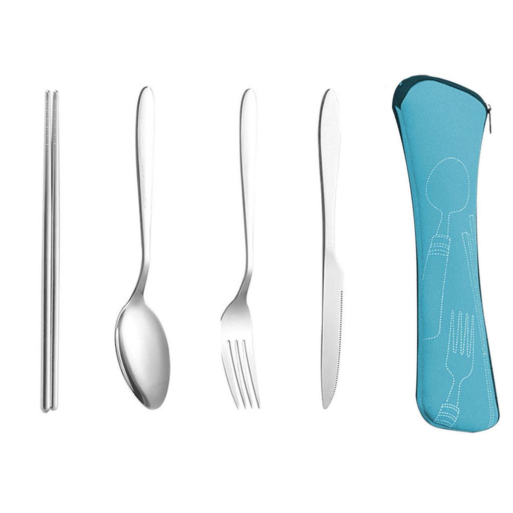 Portable Tableware Tableware Set Camping Bag Black Blue Orange Purple Stainless Steel Picnic Travel Fork Spoon