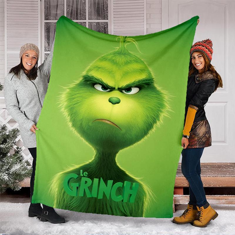 Grinch-Thema Bedruckte Decke Perfekt für Sofa Bett Reisen Außenbereich Maschinenwaschbar Gemütlich Langlebig