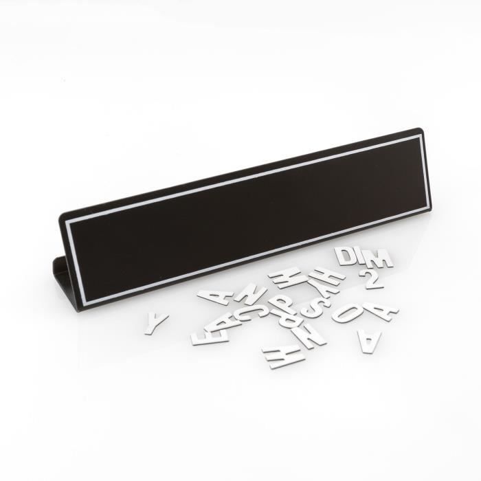 Plaque métal de bureau - MUSTARD - Personnalisable - Noir - Livrée avec lettres magnétiques - 17 x 3.1 x 3.9 cm