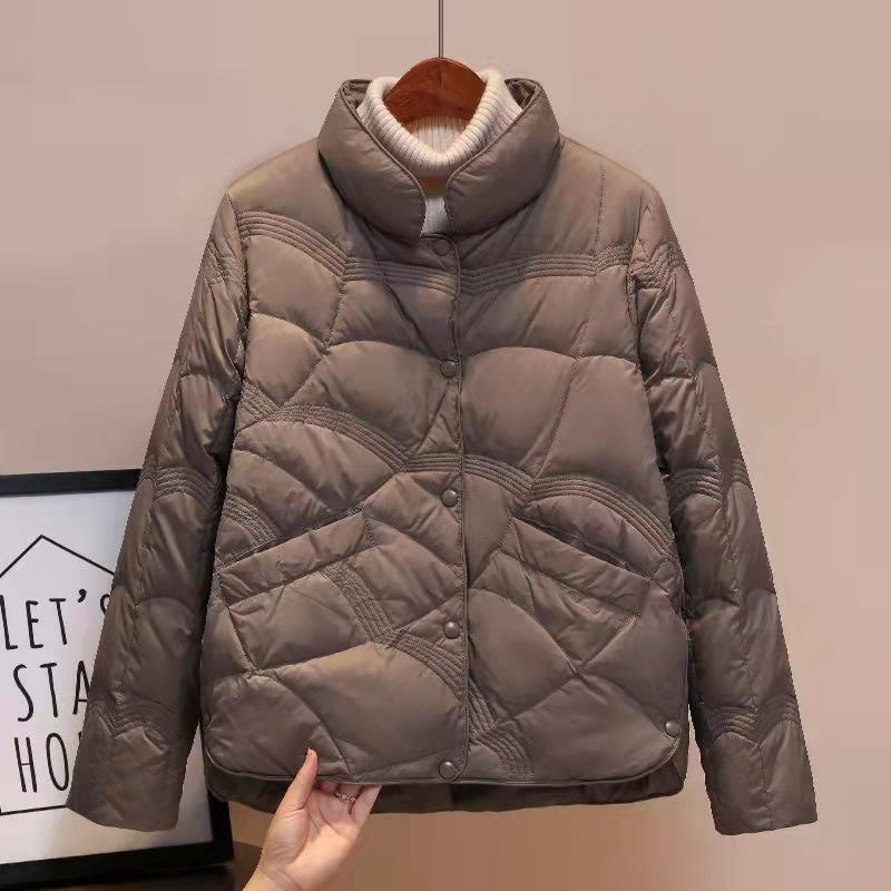 Piumino invernale da donna con colletto alla coreana Piumino d'anatra bianco alla moda