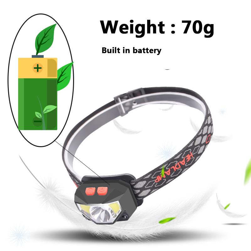 Led Headlamp Sensor XP-G Q5 Built In Battery Head Flashlight Lamp Headlight Bulbs Lights Running Waterproof White Red Color