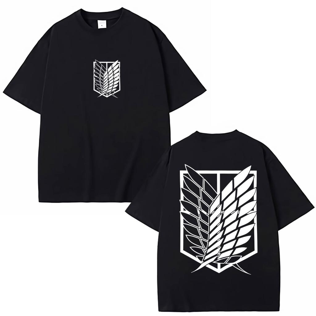 Anime Attack on Titan Classic T Shirt Mikasa Ackerman Eren Jaeger Wings of Freedom Logo T-shirt Men Women Loose Cotton T-shirts