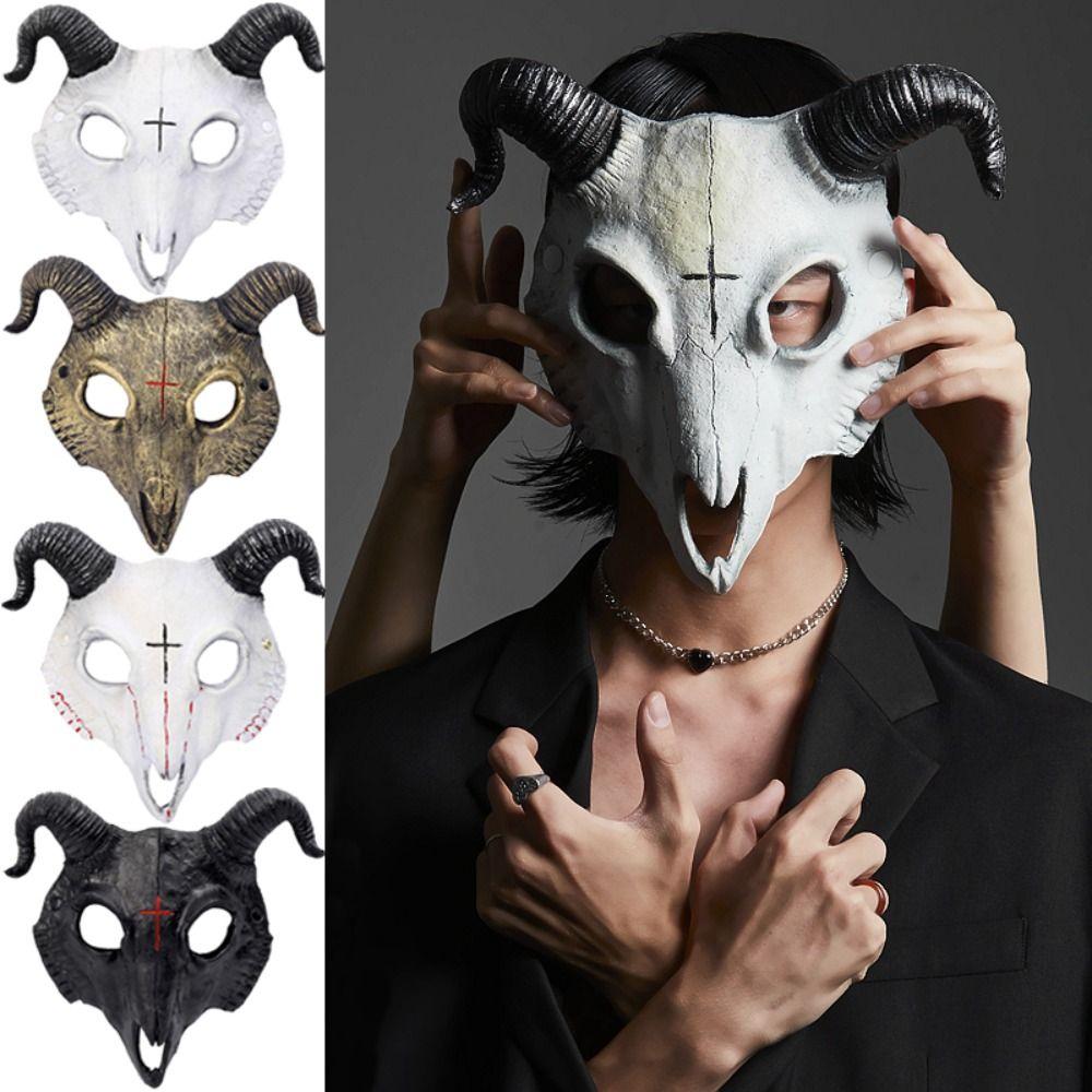 PU Goat Skull Masks Animal Shaped Halloween Horror Mask Halloween Party Decor  Rave Stage Show