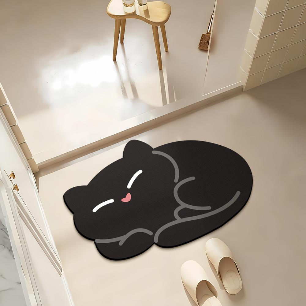 Cat Bathroom Mat Quick-Dry Diatomaceous Earth Bath Mat Funny Soft Diatom Mud Absorbent Floor Mat